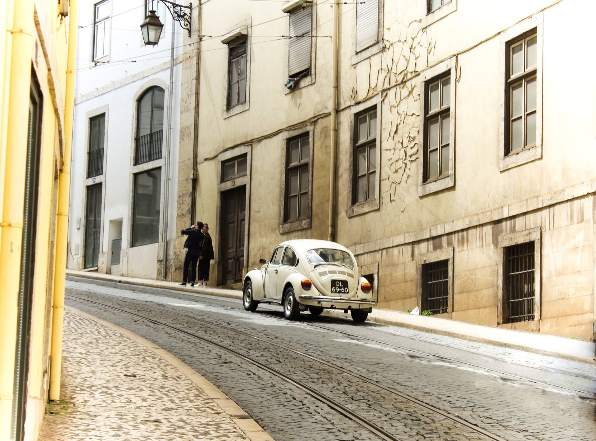 Car parked in the streets of Lisbon