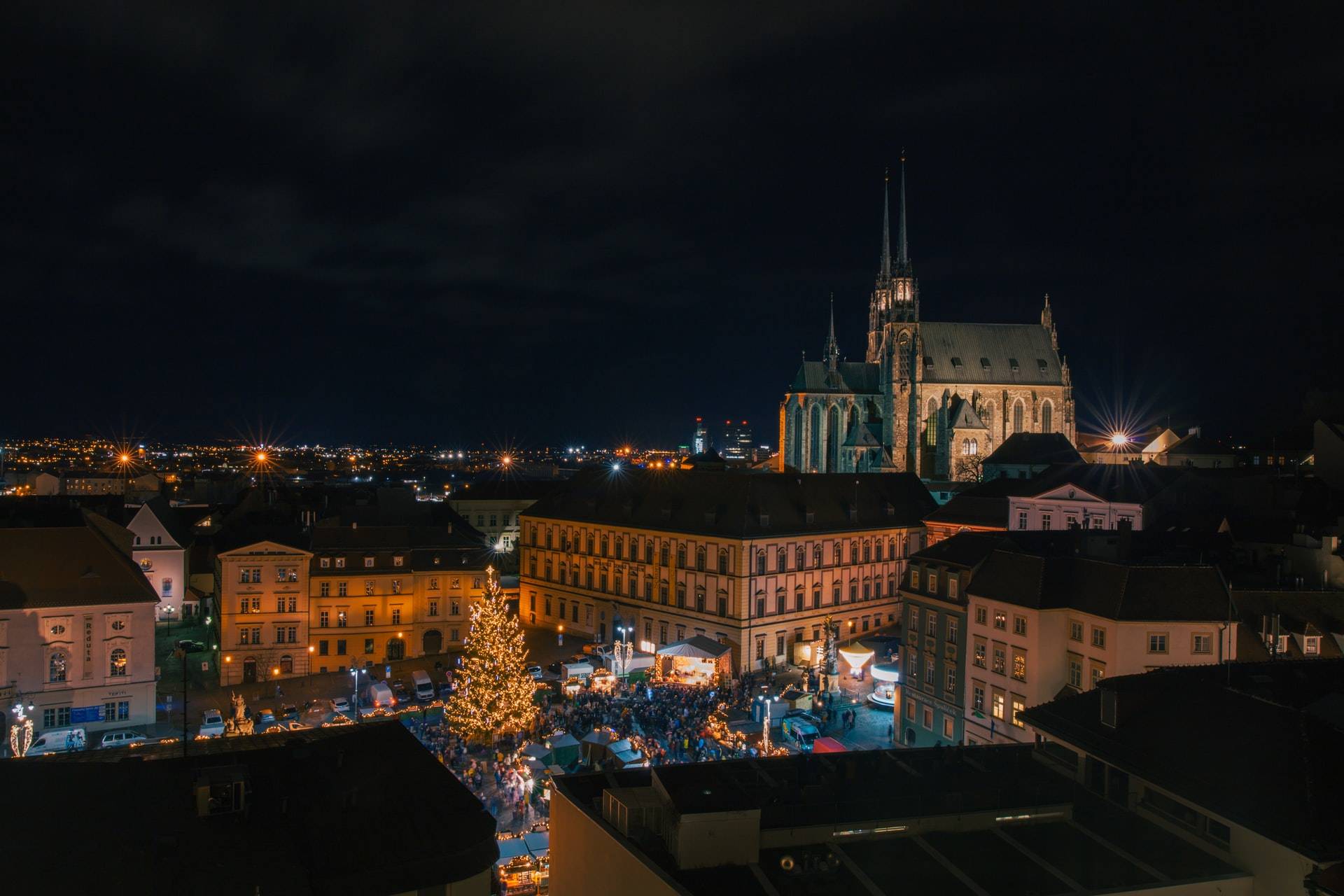 Brno downtown during evening