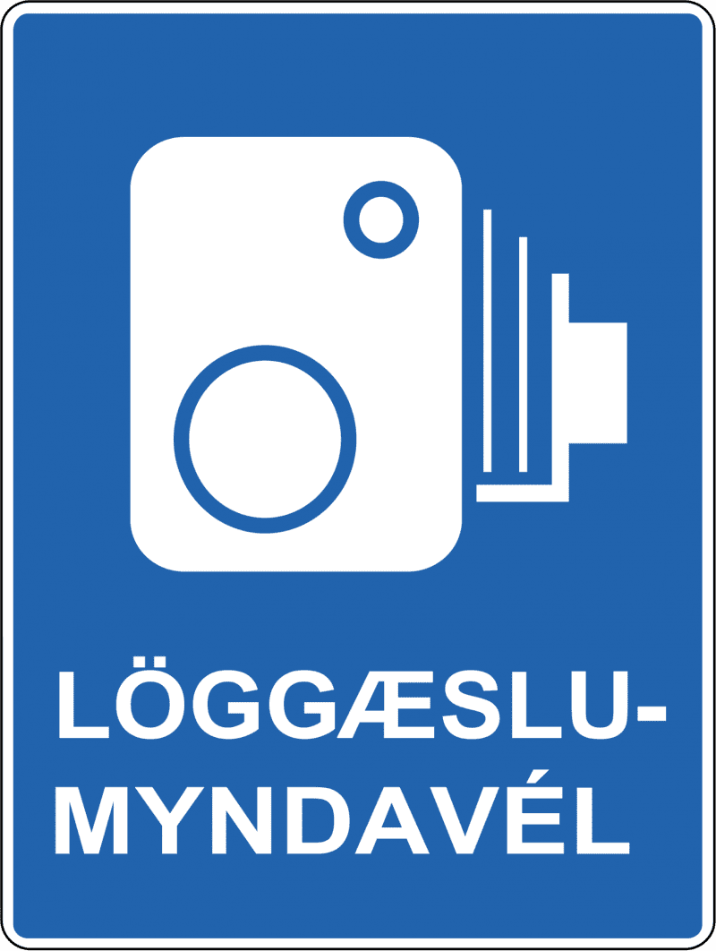 Speed camera sign in Iceland