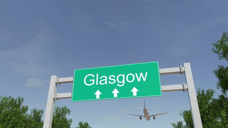 Sign of Glasgow from the airport